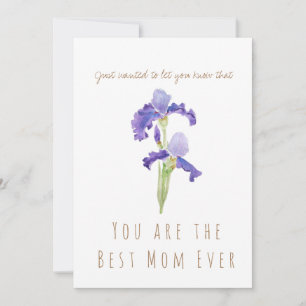 mother's day watercolor purple iris  flower card