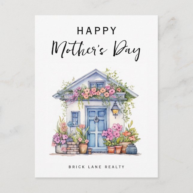 Mother's Day Watercolor Real Estate Promotional  Holiday Postcard (Front)