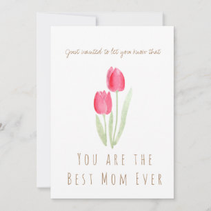 mother's day watercolor red tulips flowers card
