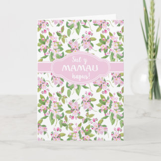 Mother's Day Welsh Greeting Pink Apple Blossom Card