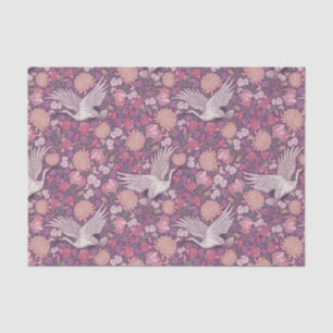 Mother's Day White Crane Heron Pink Peach Mums Tissue Paper