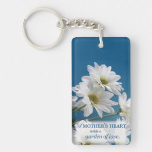 Mother's Day White Daisies Garden of Love Blue Sky Key Ring