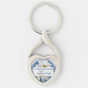 Mother's Day White Daisies Garden of Love Blue Sky Key Ring