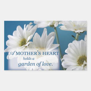 Mother's Day White Daisies Garden of Love Blue Sky Rectangular Sticker