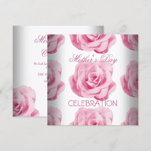 Mother's Day White Pink roses Flowers Invitation