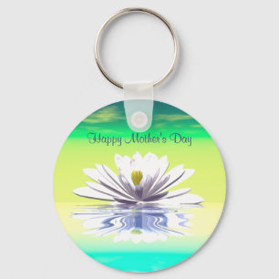 Mother's Day White Water Lily Key Ring