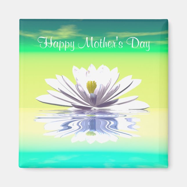 Mother's Day White Water Lily Magnet (Front)