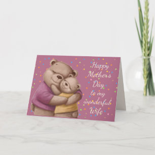 Mother's Day Wife Cute Bear Hugs Card