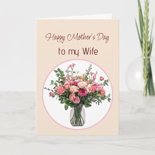Mother's Day Wife Flowers Thank You Love You Card (Front)
