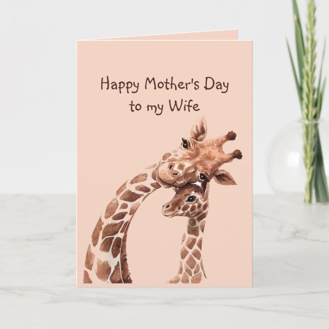 Mother's Day Wife Fun Giraffe Animal Card (Front)