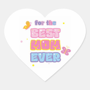 Mother's Day wild flowers butterfly Watercolor Heart Sticker