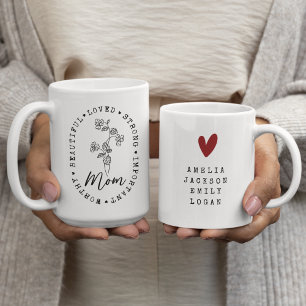 Mother's Day Wildflower Mum Mama Kids Names  Coffee Mug