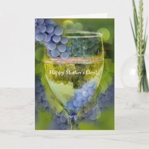 Mother's Day Wine Humour Pretty Wine Glass Card