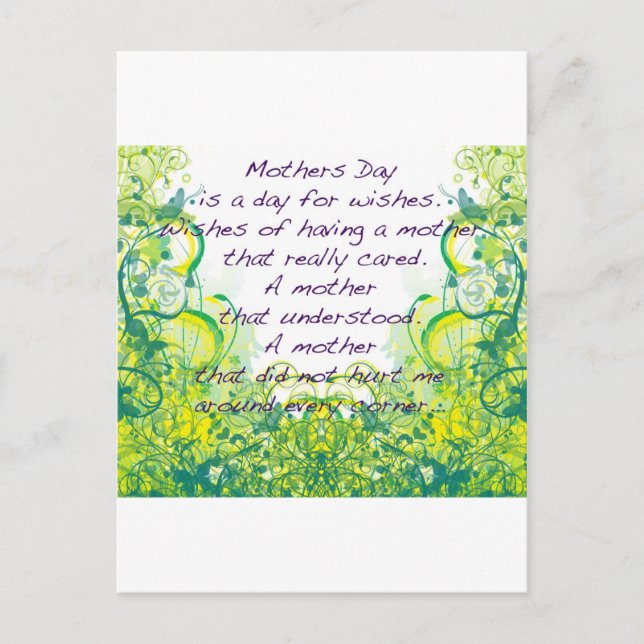 Mother's day  wishes green yellow postcard (Front)
