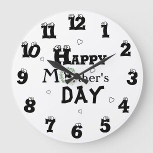 Mother's day with hearts large clock