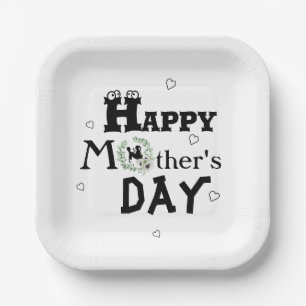Mother's day with hearts paper plate