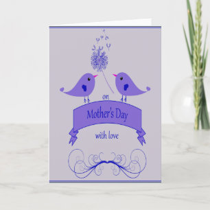 Mother's Day with Love and Blue Birds Holiday Card