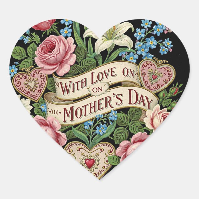 Mother's Day with Love Heart Sticker (Front)