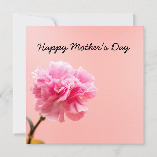 Mother's Day with Pink Carnation Flowers on pink  Card (Front)