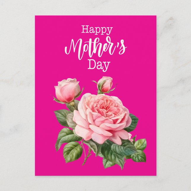 Mother's Day with pink roses Card (Front)