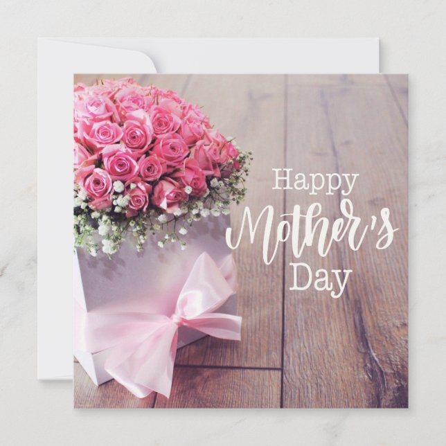 Mother's Day with pink roses Card (Front)