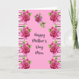 Mother's Day with Pink Roses for Mum Thank You Card