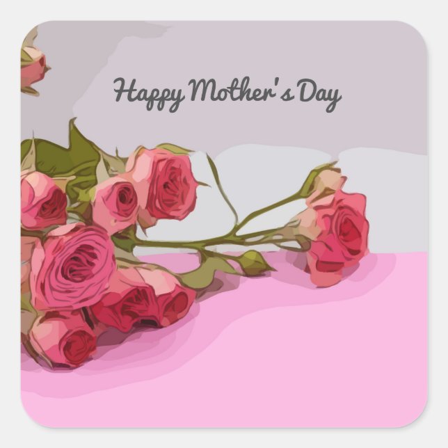 Mother's Day with pink roses sticker (Front)