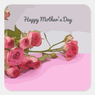 Mother's Day with pink roses sticker