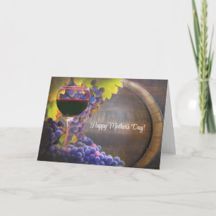 Mother's Day with Wine and Grapes Beautiful Happy Holiday Card