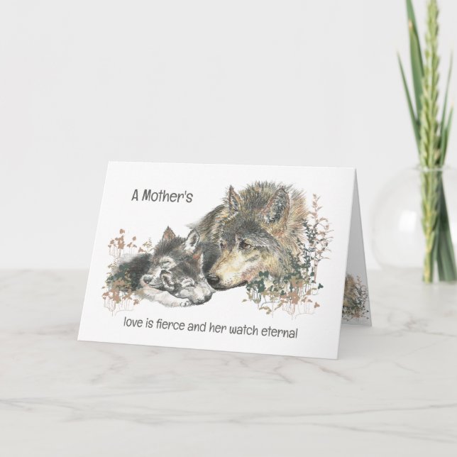 Mother's Day Wolf Mum Love Fierce Watch Eternal Card (Front)