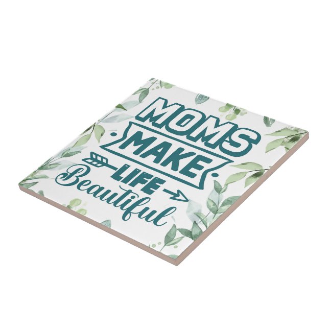 Mothers Day Word Art With Foliage Tile (Side)