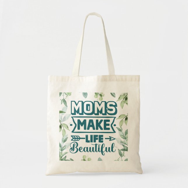 Mothers Day Word Art With Foliage Tote Bag (Front)