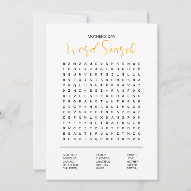 Mother's Day Word Search Invitation (Front)