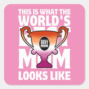 Mother's Day World's Best Mum Lesbian Flag Colours Square Sticker