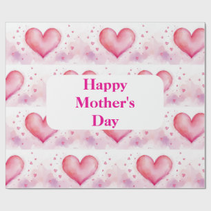 Mother's Day Wrapping Paper - Water Colour Hearts