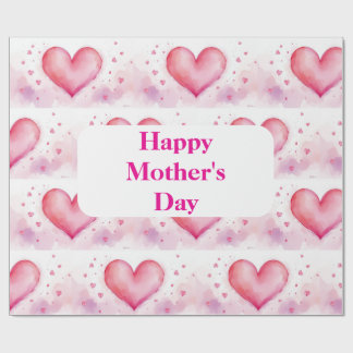 Mother's Day Wrapping Paper - Water Colour Hearts