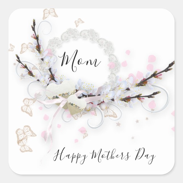 Mother's Day Wreath Square Sticker (Front)