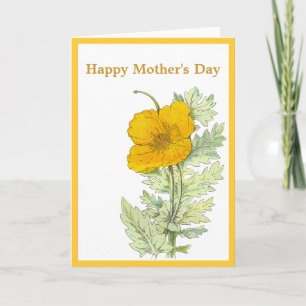 Mother's Day Yellow Poppy Card