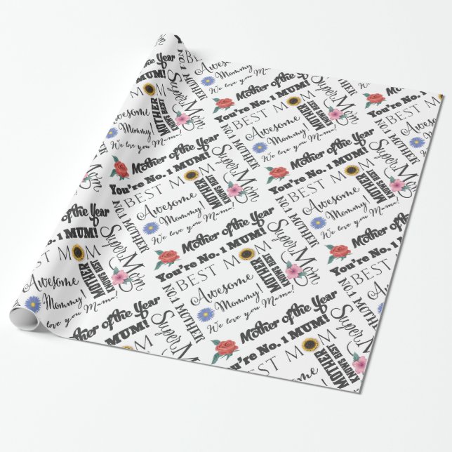 Mother's Day You're No. 1 Mum Best Mummy Wrapping Paper (Unrolled)