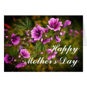 Mother's Day Zebra Hollyhock Flowers #2 Card