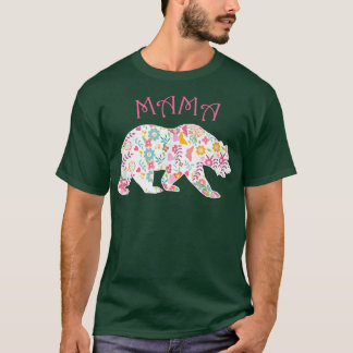 Mothers DayPink Floral Best Mama BearGift  T-Shirt