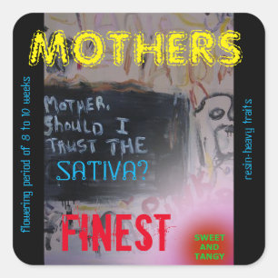 MOTHERS FINEST SATIVA SQUARE STICKER