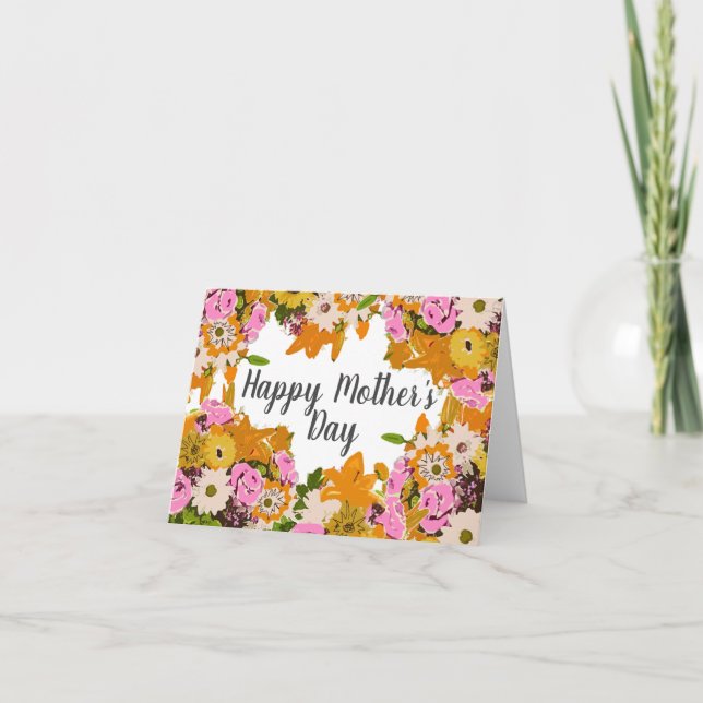 Mother's Flower Garden Colourful Flower Painting Card (Front)
