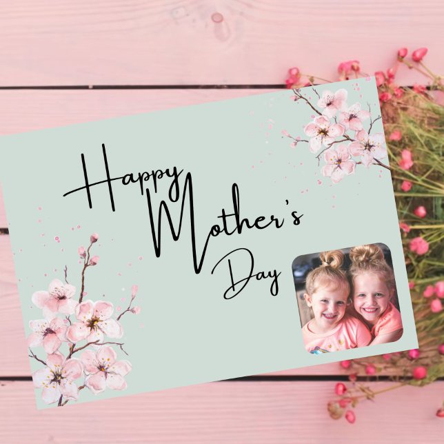 MOTHERs for mum cherry blossom minimalist image Card (Creator Uploaded)