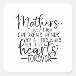 Mothers hold their children’s hand for a little wh square sticker