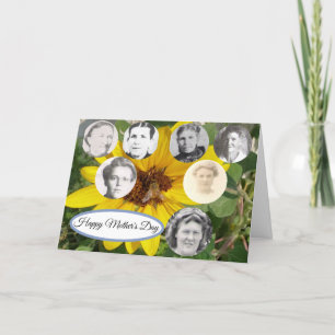 Mothers in Family Sunflower and Bee Mothers Day Holiday Card