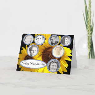 Mothers in Family Sunflower Trio Black Mothers Day Holiday Card