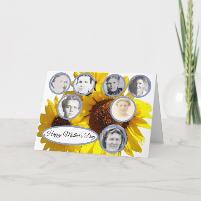 Mothers in Family Sunflower Trio White Mothers Day Holiday Card (Front)