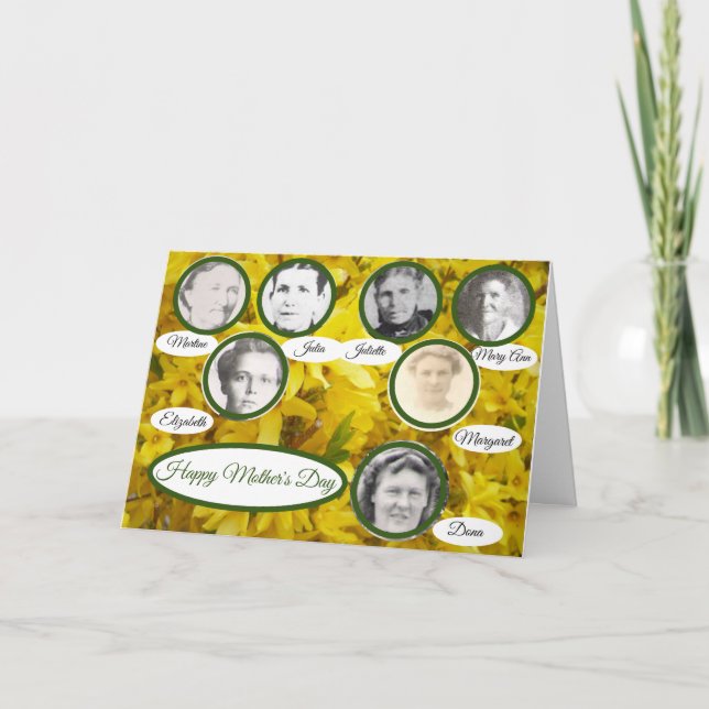Mothers in Family Yellow Forsythia Mothers Day Holiday Card (Front)
