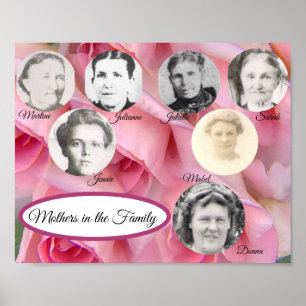 Mothers in the Family Photo Pink Roses Poster